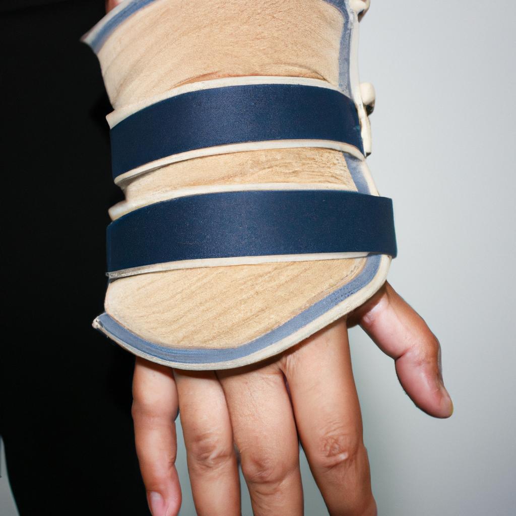 Person wearing splint or brace